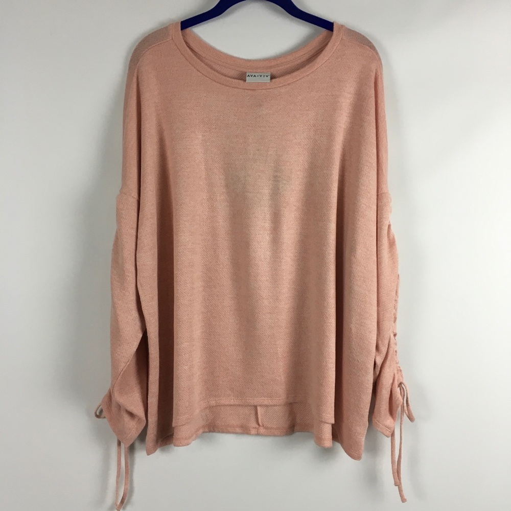 Ava & Viv Plus Size Peach Top Blouse 3/4 Sleeve NWT ( 2X- 20w/22w ) Rayon Blend
